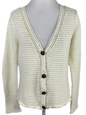 JOIE ivory loose knit VNeck cardigan size M
